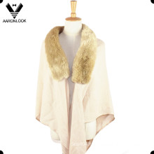 Stylish Acrylic Elegant Shawl for Women with Fur Collar